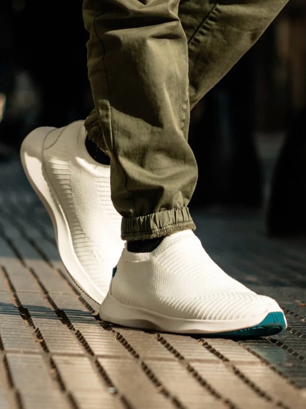 Vessi Unisex Everyday Move Knit Slip-On Sneakers Polar White:Teal M/6 W/7 Vegan